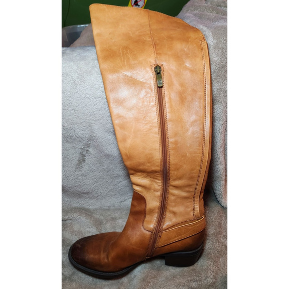 Vince Camuto Bedina 2 Tone Tall Riding Boots 7M 100 % Leather Western Boho - Picture 2 of 11